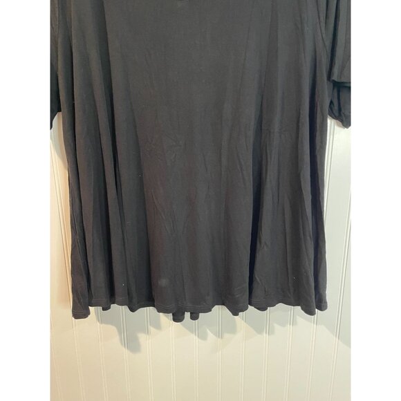 Lane Bryant Womens Black Plus Size 22/24 Short Sleeve Collared Flowy Top - Picture 4 of 10